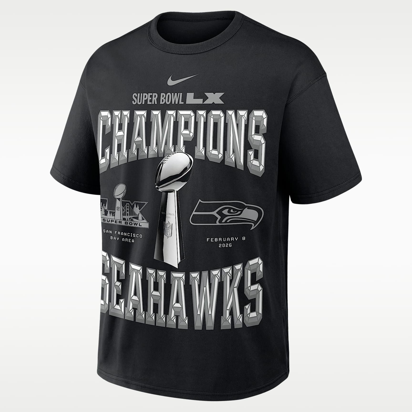 Champion製 NFL シアトル・シーホークス ゲームシャツ Seattle Seahawks Super Bowl LX Champions Trophy Collection 2-Hit